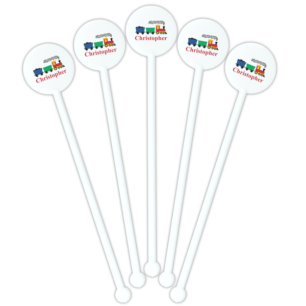 Trains White Plastic 5.5" Stir Stick - Fan View