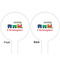 Trains White Plastic 6" Food Pick - Round - Double Sided - Front & Back