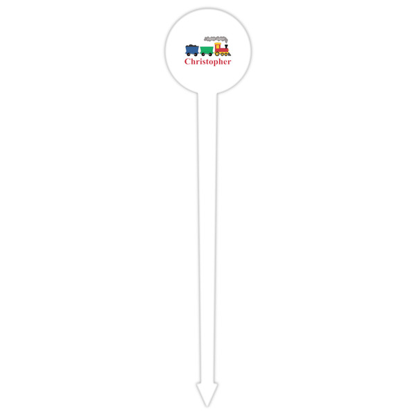 Trains White Plastic 6" Food Pick - Round - Single Pick