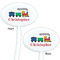 Trains White Plastic 7" Stir Stick - Double Sided - Oval - Front & Back