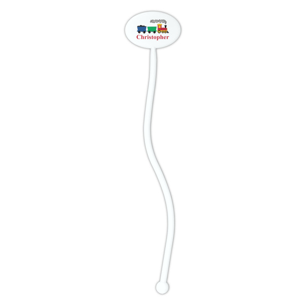 Trains White Plastic 7" Stir Stick - Oval - Single Stick