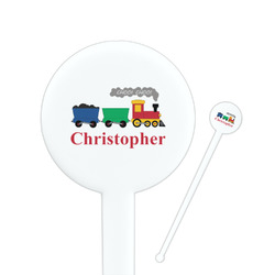 Trains 7" Round Plastic Stir Sticks - White - Double Sided (Personalized)