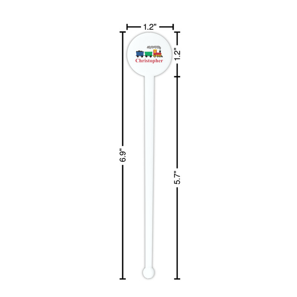 Trains White Plastic 7" Stir Stick - Round - Dimensions