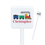 Trains Square Plastic Stir Sticks (Personalized)