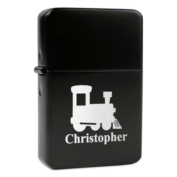 Custom Trains Windproof Lighter - Black - Double Sided (Personalized)