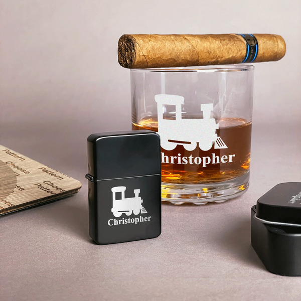 Trains Windproof Lighters - Black - In Context