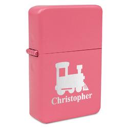 Trains Windproof Lighter - Pink - Single Sided & Lid Engraved (Personalized)