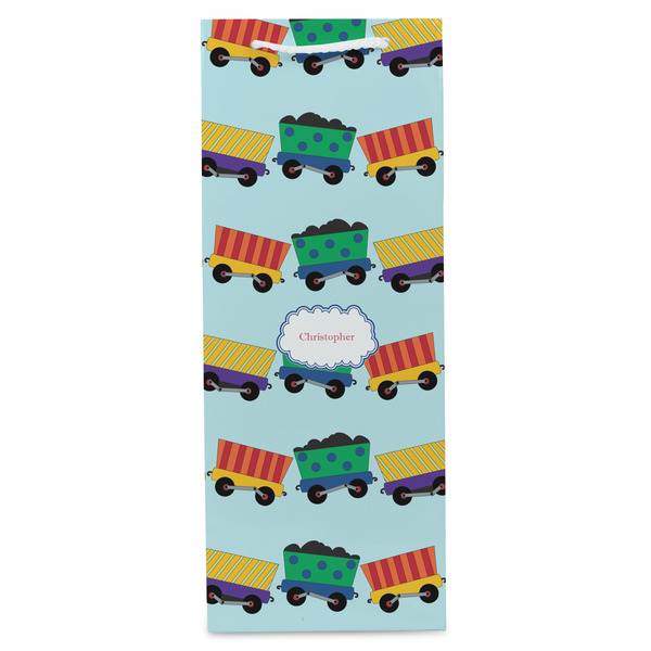 Trains Wine Gift Bag - Matte - Front