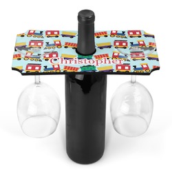 Trains Wine Bottle & Glass Holder (Personalized)