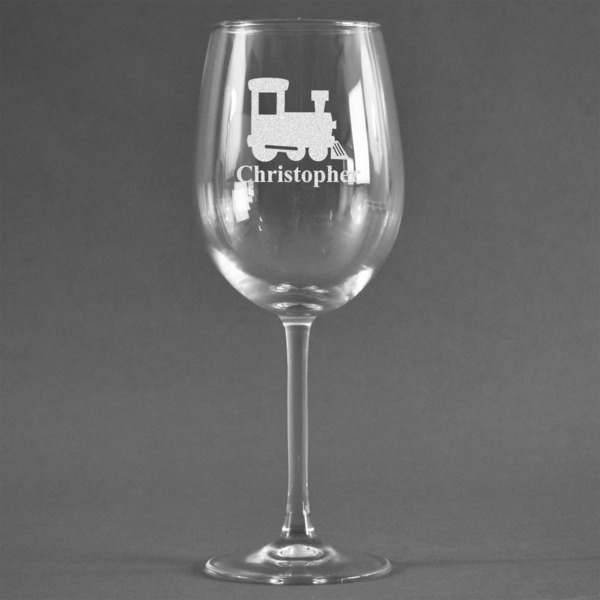 Custom Trains Wine Glass - Engraved (Personalized)
