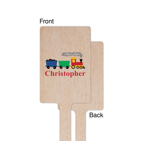 Trains Wooden 6.25" Stir Stick - Rectangular - Single - Front & Back