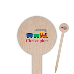 Trains 6" Round Wooden Food Picks - Single Sided (Personalized)