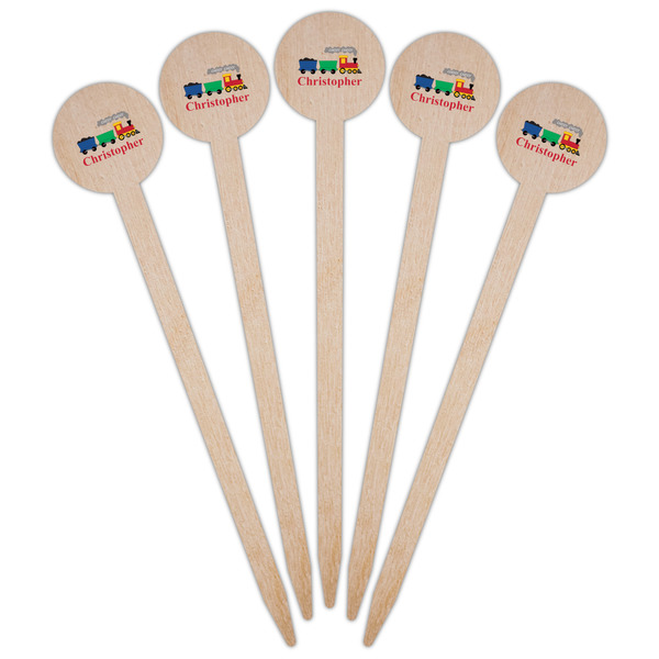 Trains Wooden 6" Food Pick - Round - Fan View