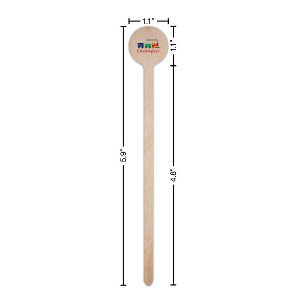 Trains Wooden 6" Stir Stick - Round - Dimensions
