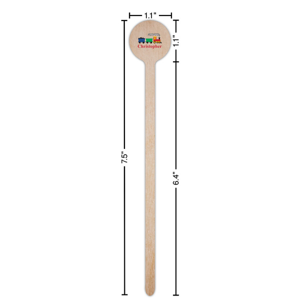 Trains Wooden 7.5" Stir Stick - Round - Dimensions