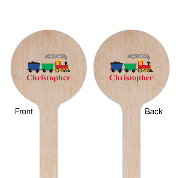 Trains Wooden 7.5" Stir Stick - Round - Double Sided - Front & Back