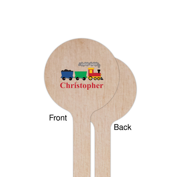 Trains Wooden 7.5" Stir Stick - Round - Single Sided - Front & Back
