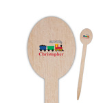 Trains Oval Wooden Food Picks - Single Sided (Personalized)
