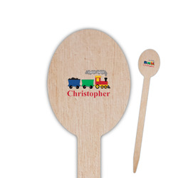 Trains Oval Wooden Food Picks - Double Sided (Personalized)
