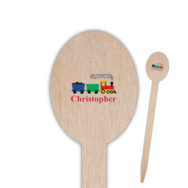 Custom Trains Oval Wooden Food Picks - Double Sided (Personalized)