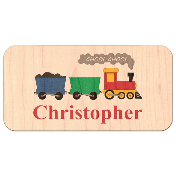 Custom Trains Genuine Maple or Cherry Wood Sticker (Personalized)