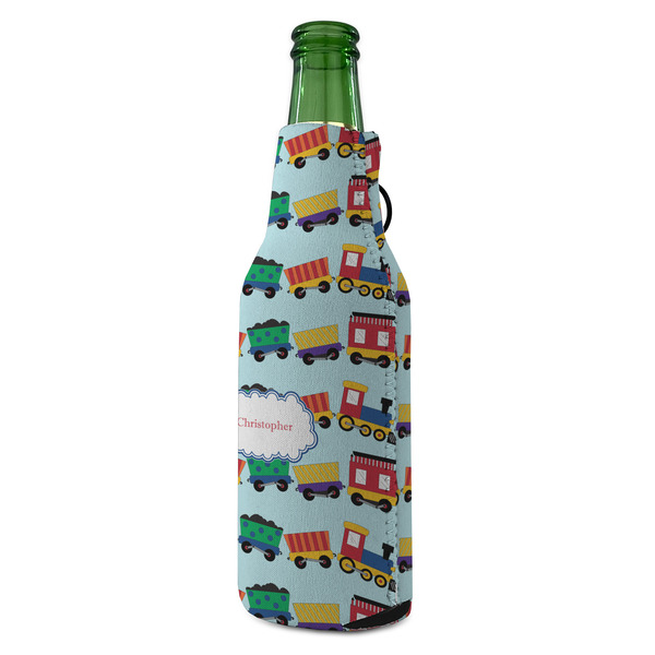 Trains Zipper Bottle Cooler - ANGLE (bottle)