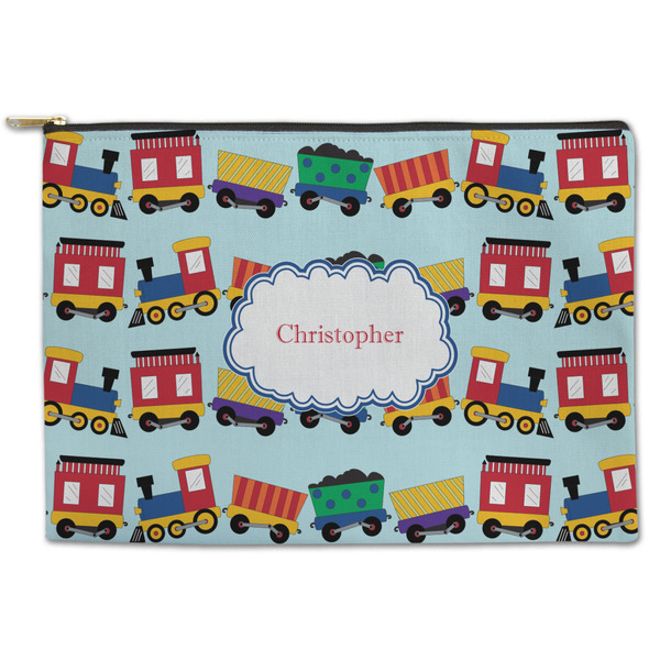 Custom Trains Zipper Pouch - Large - 12.5"x8.5" (Personalized)