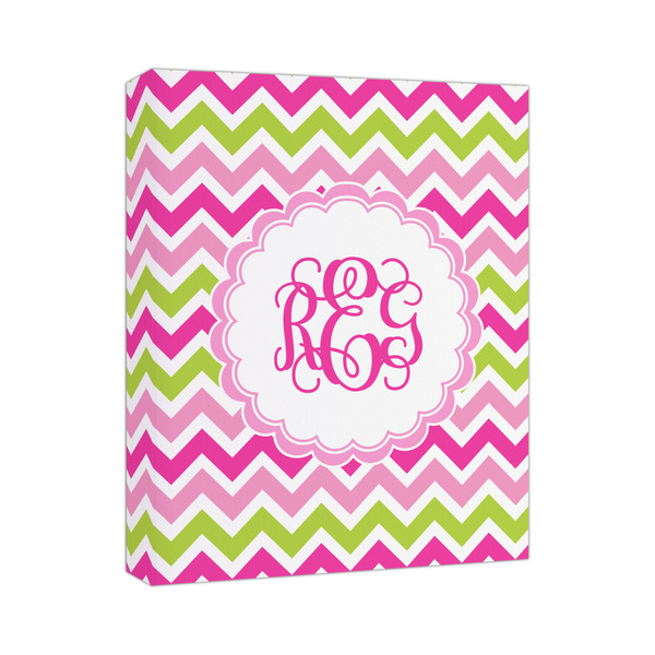 Custom Pink & Green Chevron Canvas Print (Personalized)