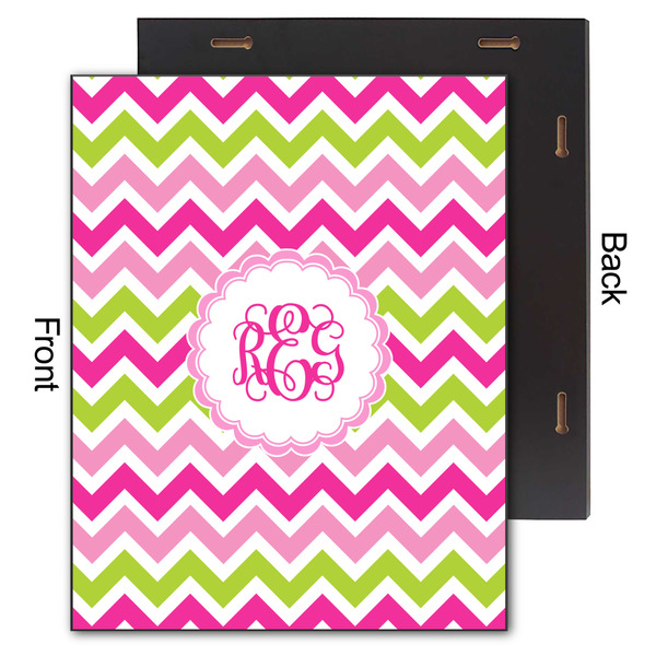 Pink & Green Chevron 11x14 Wood Print - Front & Back View