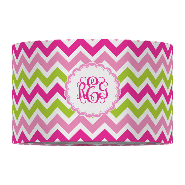 Pink & Green Chevron 12" Drum Lampshade - FRONT (Fabric)