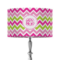 Pink & Green Chevron 12" Drum Lamp Shade - Fabric (Personalized)