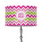 Pink & Green Chevron 12" Drum Lampshade - ON STAND (Fabric)