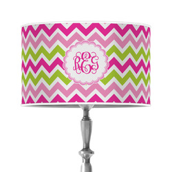Pink & Green Chevron 12" Drum Lamp Shade - Poly-film (Personalized)