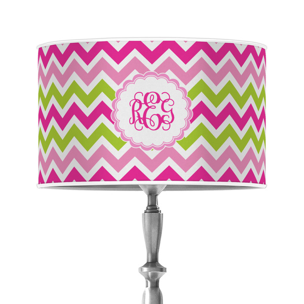 Custom Pink & Green Chevron 12" Drum Lamp Shade - Poly-film (Personalized)