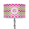 Pink & Green Chevron 12" Drum Lampshade - ON STAND (Poly Film)