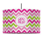 Pink & Green Chevron 12" Drum Pendant Lamp - Fabric (Personalized)