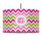Pink & Green Chevron 12" Drum Pendant Lamp - Fabric (Personalized)