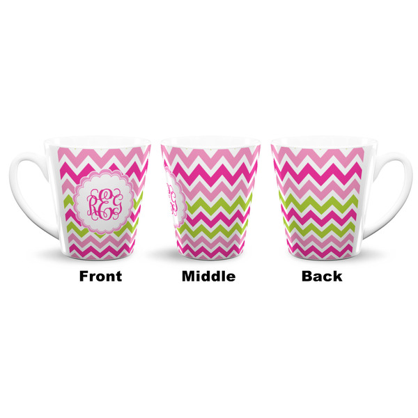 Pink & Green Chevron 12 Oz Latte Mug - Approval