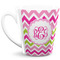 Pink & Green Chevron 12 Oz Latte Mug - Front Full