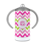 Pink & Green Chevron 12 oz Stainless Steel Sippy Cup (Personalized)