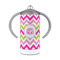 Pink & Green Chevron 12 oz Stainless Steel Sippy Cups - FRONT