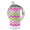 Pink & Green Chevron 12 oz Stainless Steel Sippy Cups - FULL (back angle)