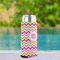 Pink & Green Chevron Can Cooler - Tall 12oz - In Context