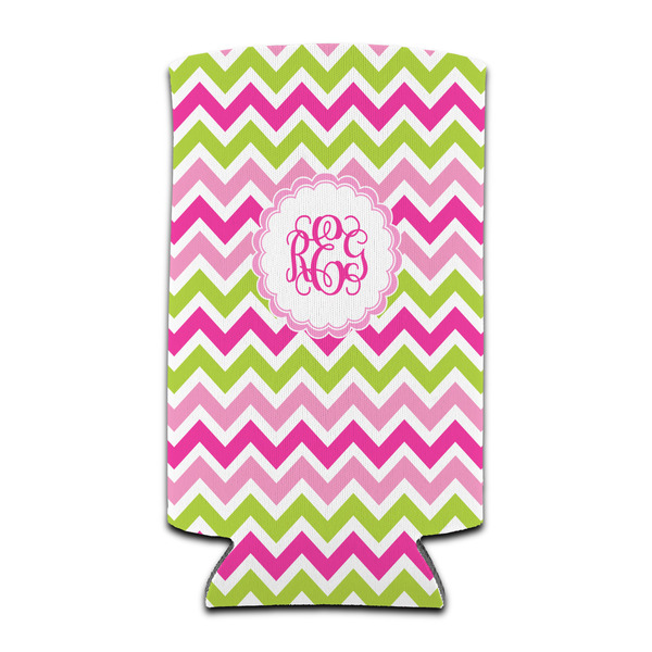 Pink & Green Chevron 12oz Tall Can Sleeve - Set of 4 - FRONT
