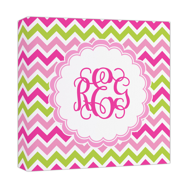 Custom Pink & Green Chevron Canvas Print - 12x12 (Personalized)
