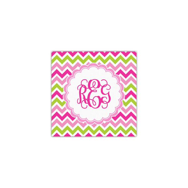Pink & Green Chevron 12x12 - Canvas Print - Front View