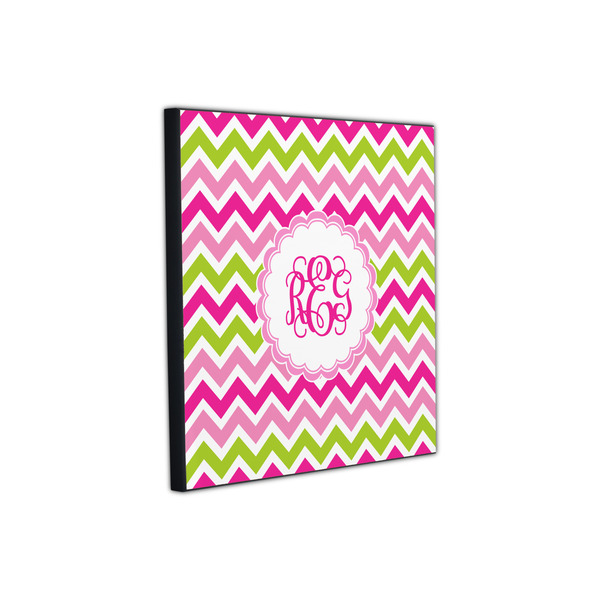 Pink & Green Chevron 12x12 Wood Print - Angle View
