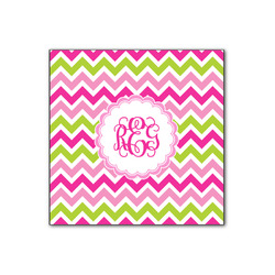 Pink & Green Chevron Wood Print - 12x12 (Personalized)