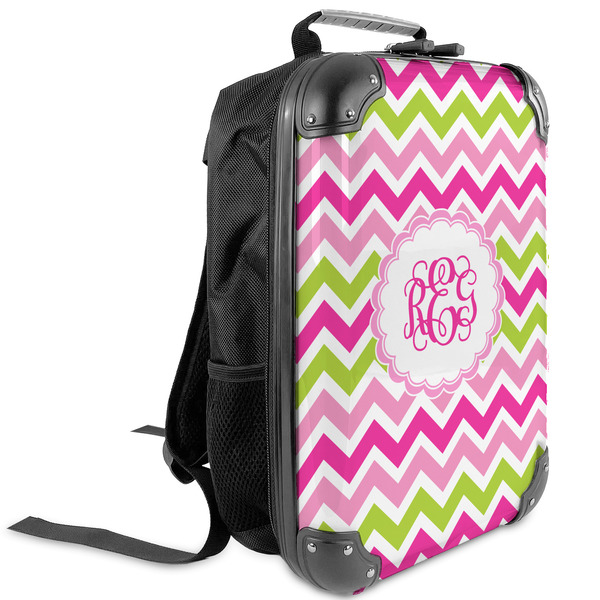 Custom Pink & Green Chevron Kids Hard Shell Backpack (Personalized)