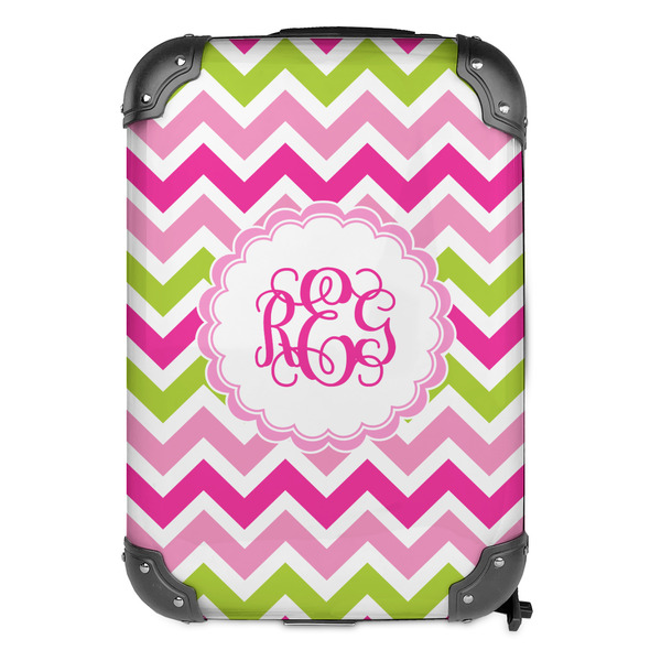 Pink & Green Chevron 13" Hard Shell Backpacks - FRONT